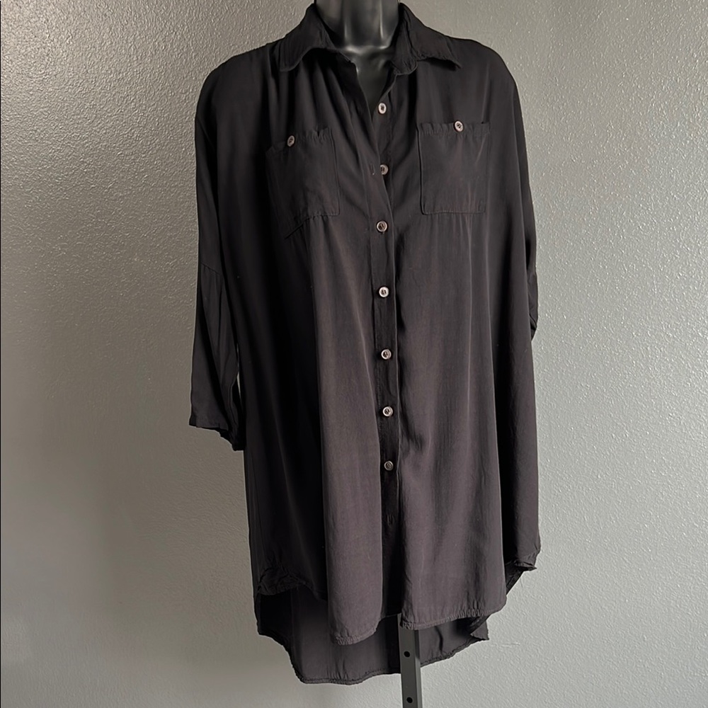 Black Button-Up Shirt Dress